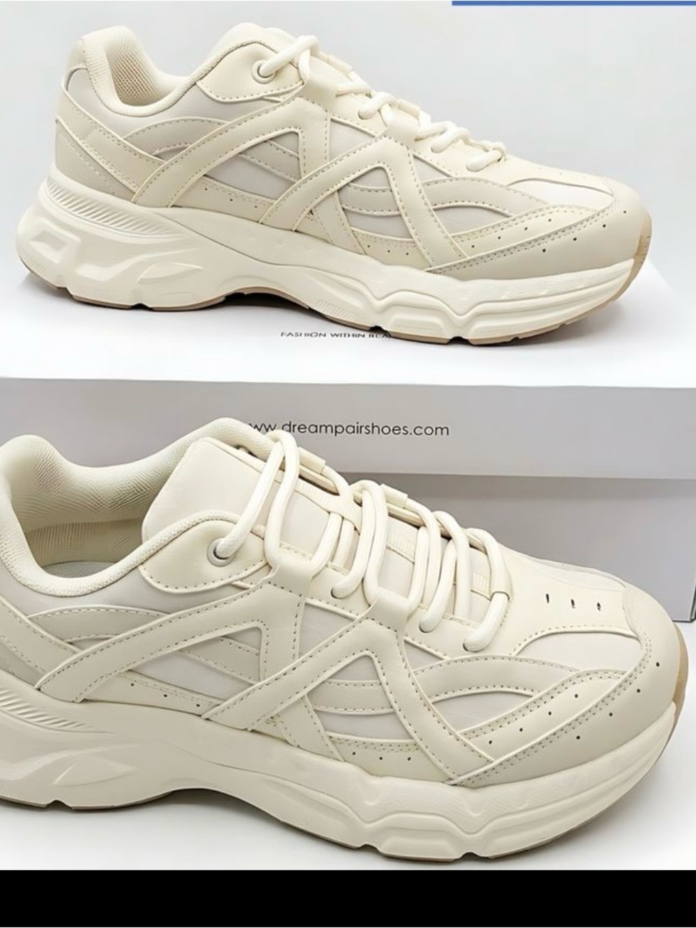 Cream Platform Lace-Up Women's Sneakers